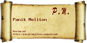 Panik Meliton névjegykártya